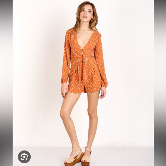 Flynn Skye, California Made, Orange Romper - Picture 1 of 2